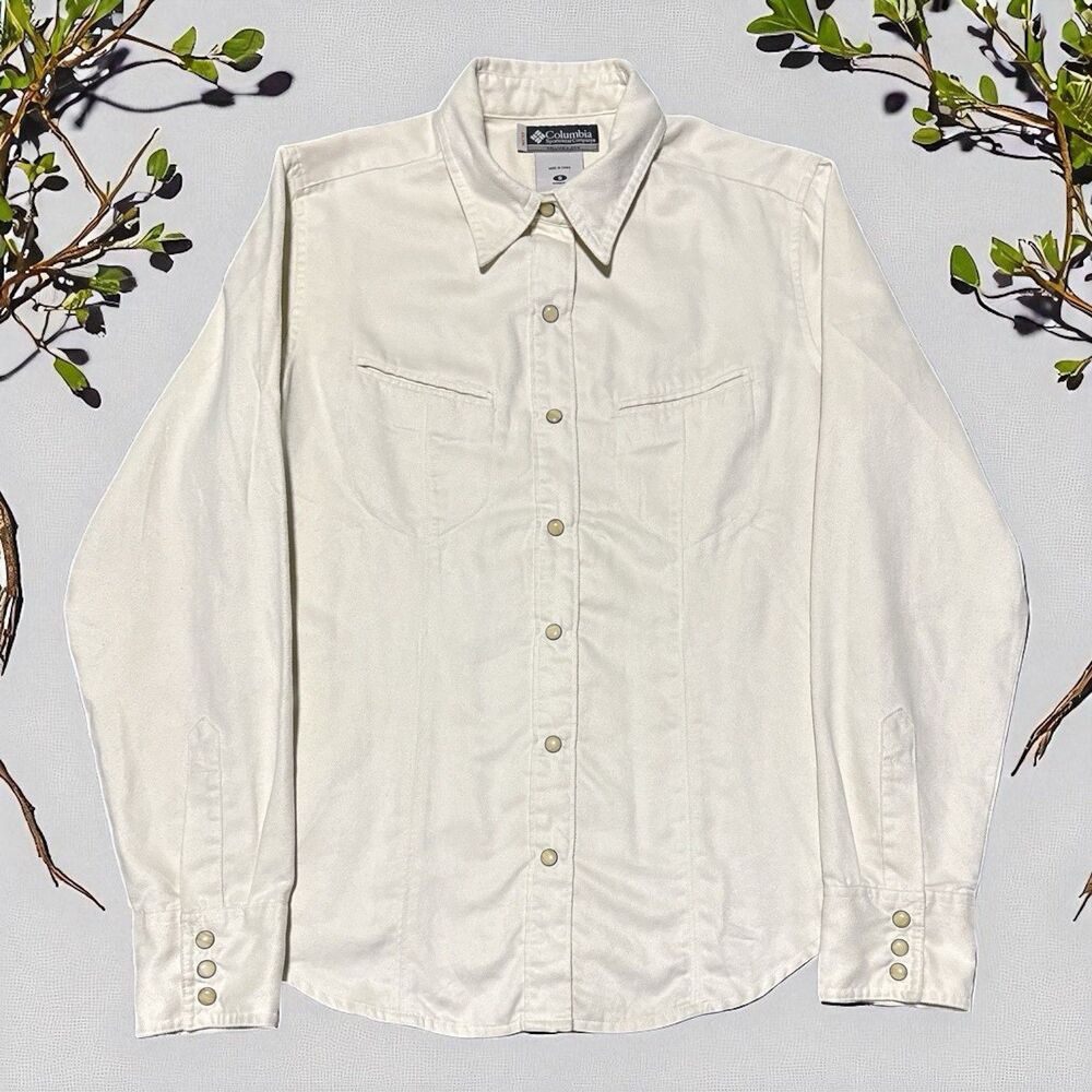 Columbia XCO Shirt Women’s Small Sueded Pearl Snap Shacket Jacket Cream